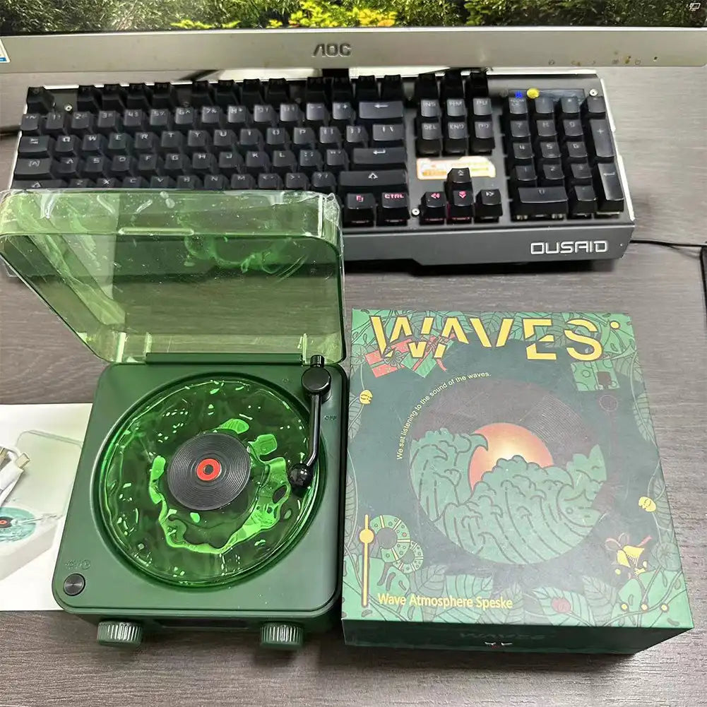 Wireless Retro Sleep Aid Speakers White Noise Bluetooth Speaker Vinyl Record Player Style Speaker Subwoofer with RGB Light