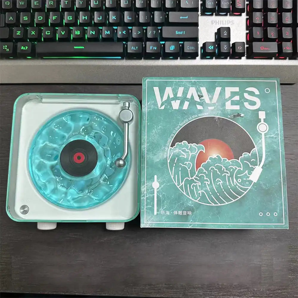 Wireless Retro Sleep Aid Speakers White Noise Bluetooth Speaker Vinyl Record Player Style Speaker Subwoofer with RGB Light